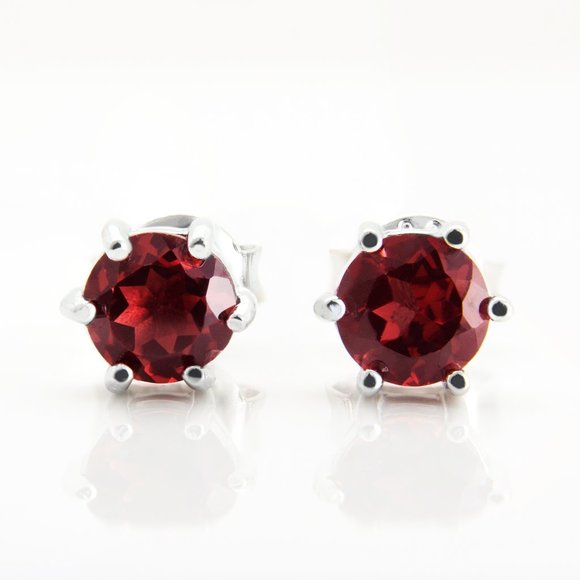 Jewelry - Natural Garnet Sterling Silver Earrings
